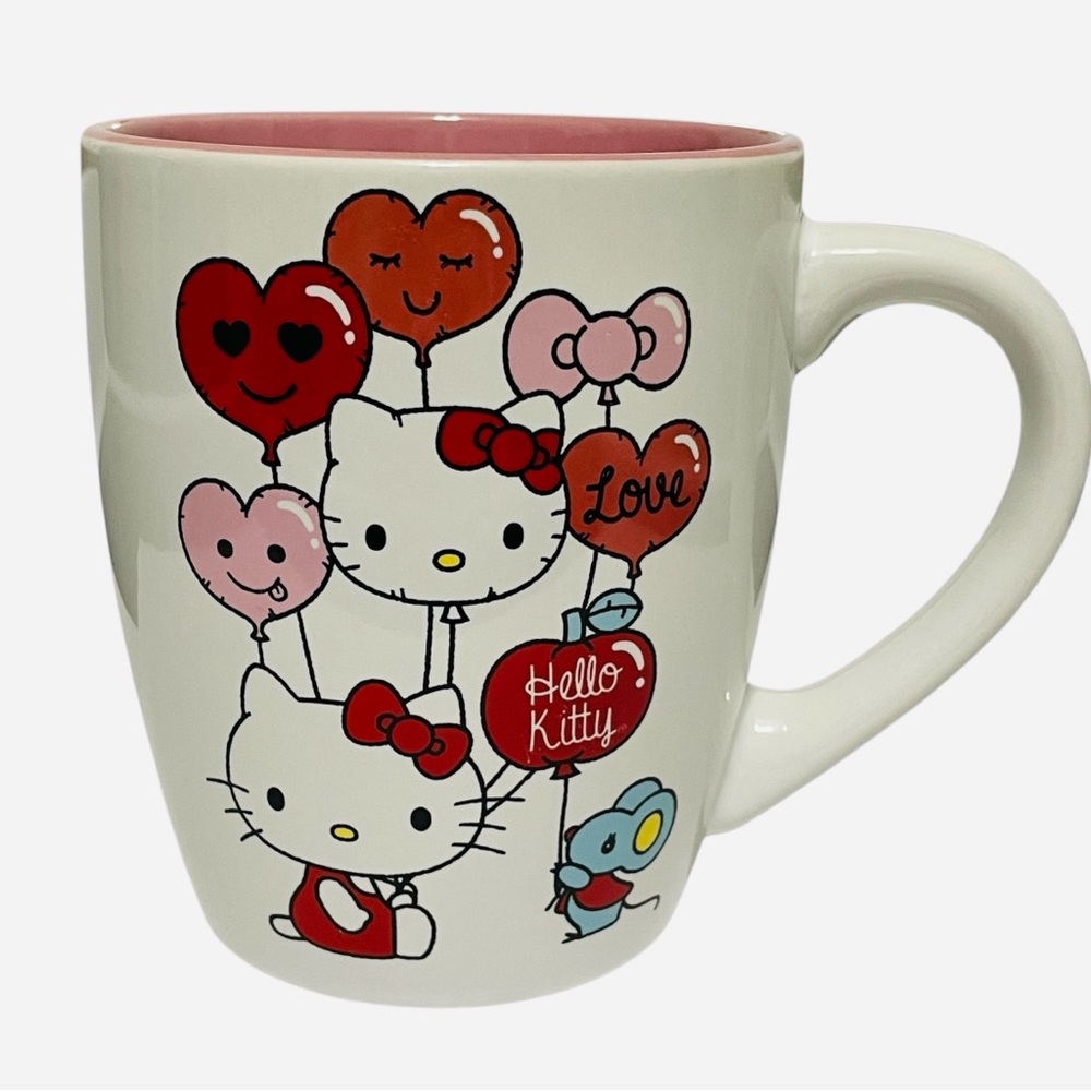 Huge Sanrio Hello Kitty & Joey, Love Heart Balloons Ceramic Coffee Cup Mug 25oz - Picture 2 of 6